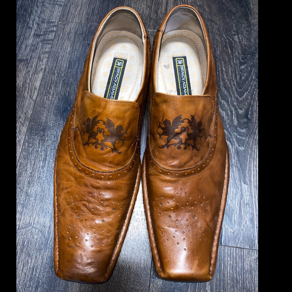 Stacy Adams slip on leather loafer in cognac